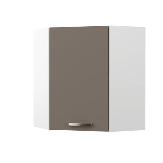Charlotte Πάνω Ντουλάπι Γωνίας 60x60x71.8 με Μεταλλικά Χερούλια Μόκα