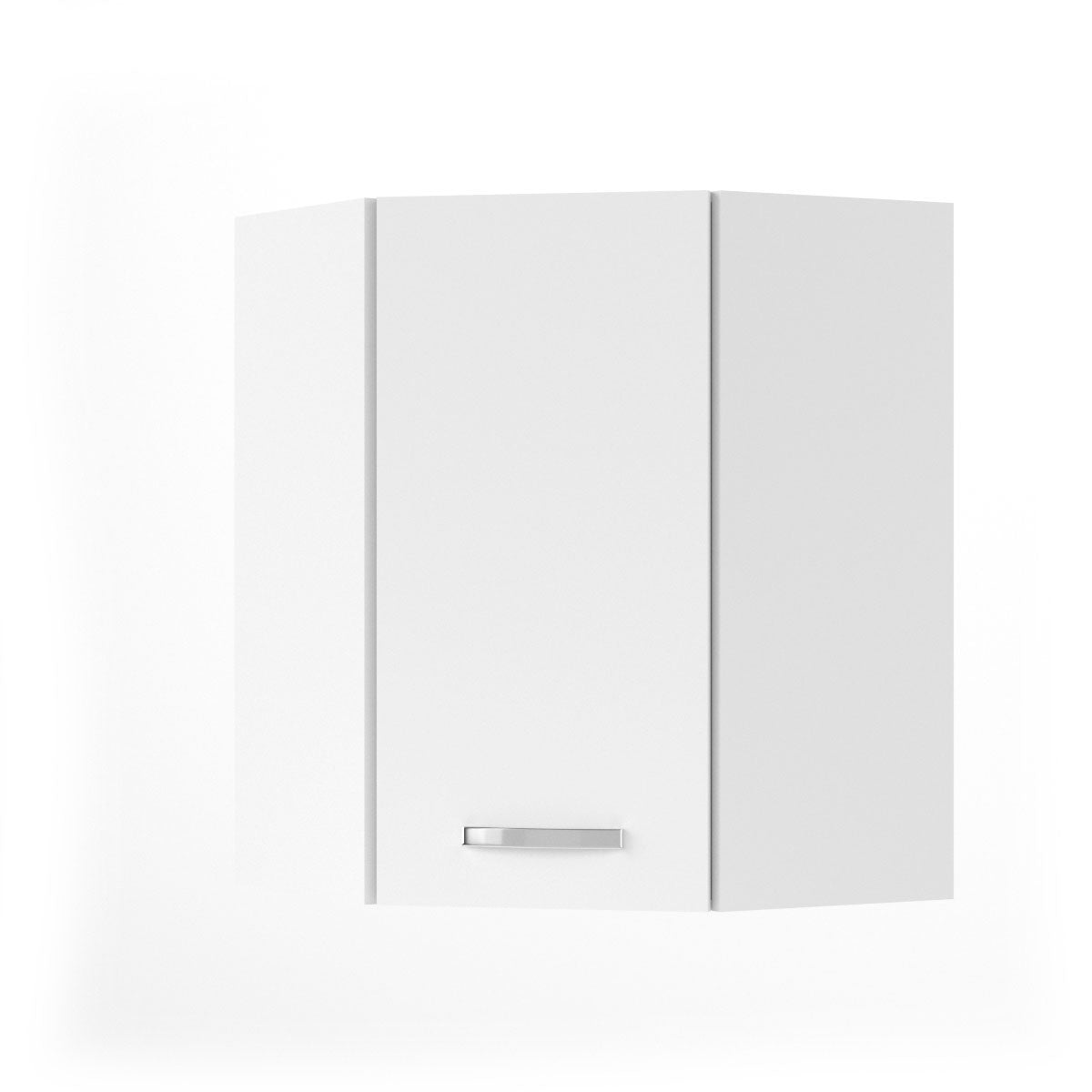 Charlotte Πάνω Ντουλάπι Γωνίας 60x60x71.8 με Μεταλλικά Χερούλια Λευκό