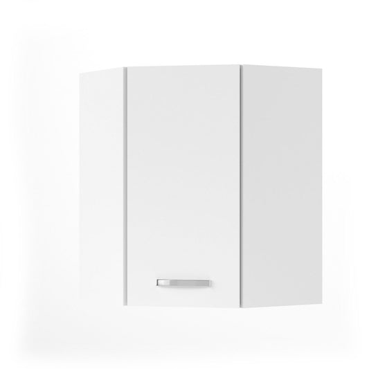 Charlotte Πάνω Ντουλάπι Γωνίας 60x60x71.8 με Μεταλλικά Χερούλια Λευκό