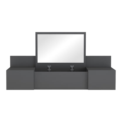 Τουαλέτα Κρεβατοκάμαρας Paltar Κρεμαστή με Καθρέπτη σε Γκρι Απόχρωση 100x39.1x33