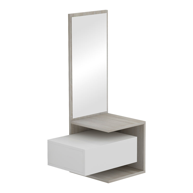 Τουαλέτα Κρεβατοκάμαρας Kendi Κρεμαστή με Καθρέπτη σε Λευκό-Sonoma Απόχρωση 49.1x31.3x90