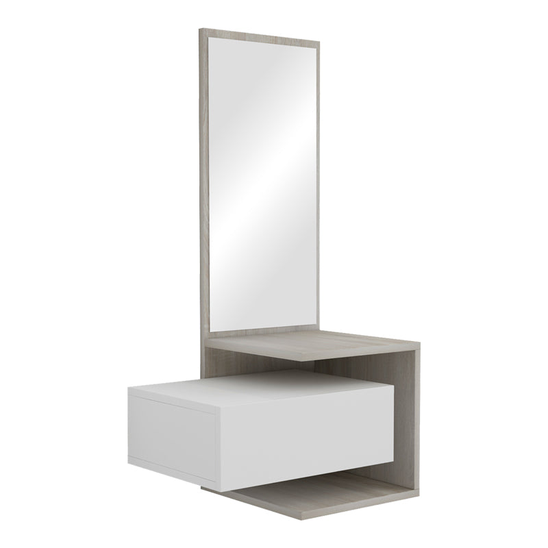 Τουαλέτα Κρεβατοκάμαρας Kendi Κρεμαστή με Καθρέπτη σε Λευκό-Sonoma Απόχρωση 49.1x31.3x90