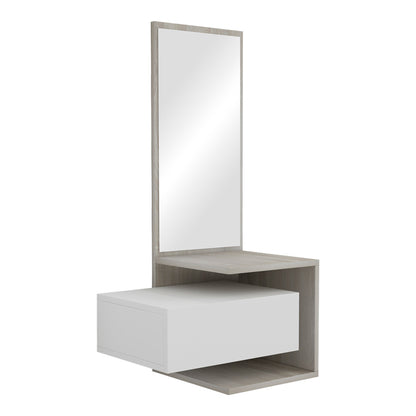 Τουαλέτα Κρεβατοκάμαρας Kendi Κρεμαστή με Καθρέπτη σε Λευκό-Sonoma Απόχρωση 49.1x31.3x90