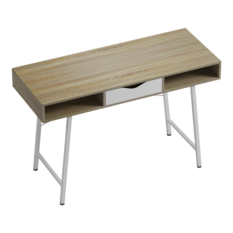 Γραφείο Εργασίας Komo σε Sonoma-Λευκή Απόχρωση με Λευκά Μεταλλικά Πόδια 120x48x76