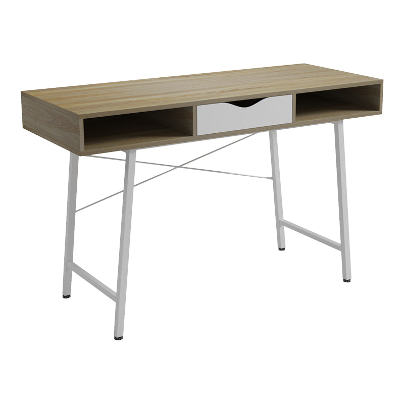 Γραφείο Εργασίας Komo σε Sonoma-Λευκή Απόχρωση με Λευκά Μεταλλικά Πόδια 120x48x76