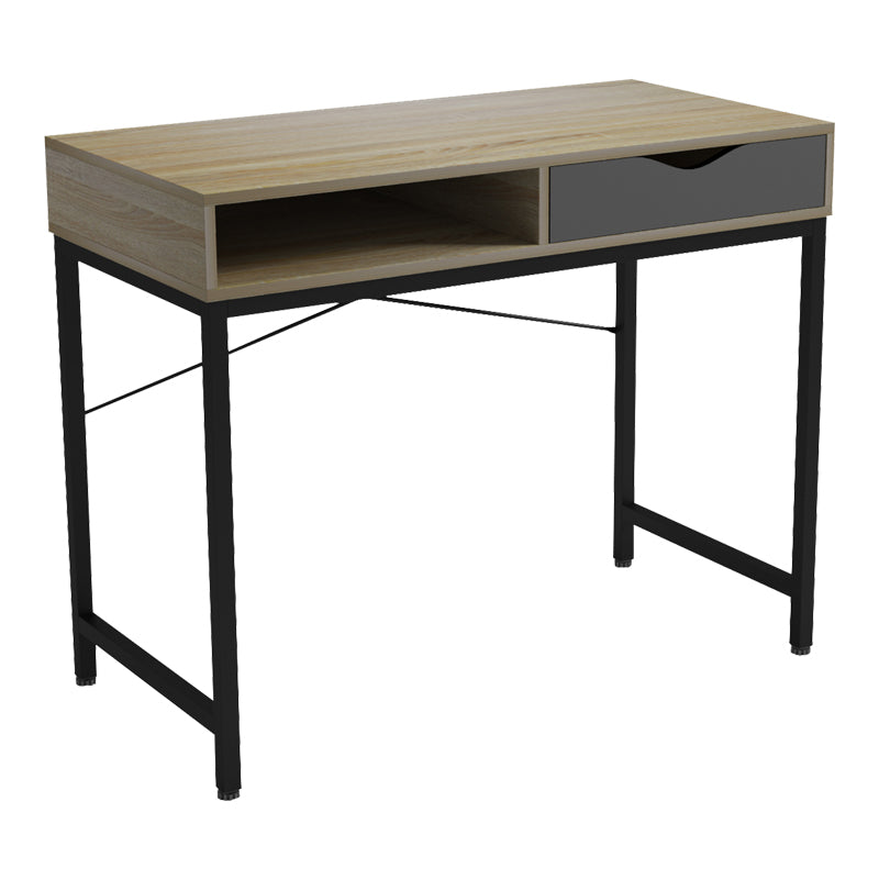 Γραφείο Εργασίας Kama σε Sonoma-Γκρι Απόχρωση με Μαύρα Μεταλλικά Πόδια 95x48x76