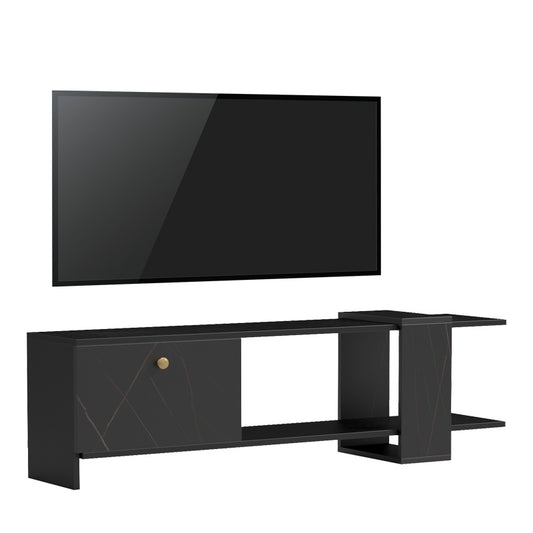 Έπιπλο Τηλεόρασης Standi σε Μαύρο-Μαύρο Μαρμάρου Απόχρωση 120x25x36.8