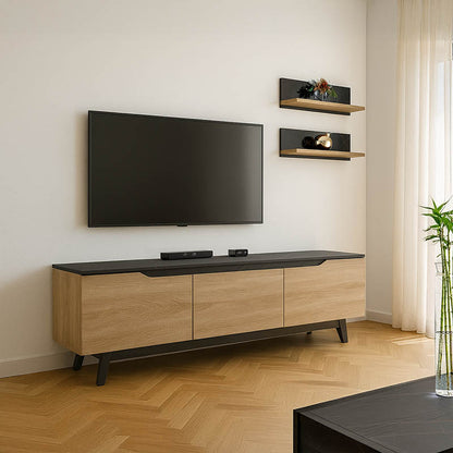 Σύνθετο Σαλονιού Kasia σε Μαύρο Μαρμάρου-Sonoma Απόχρωση 180x35x48.5