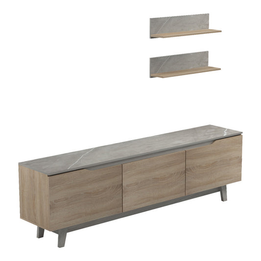 Σύνθετο Σαλονιού Kasia σε Μπεζ Μαρμάρου-Sonoma Απόχρωση 180x35x48.5