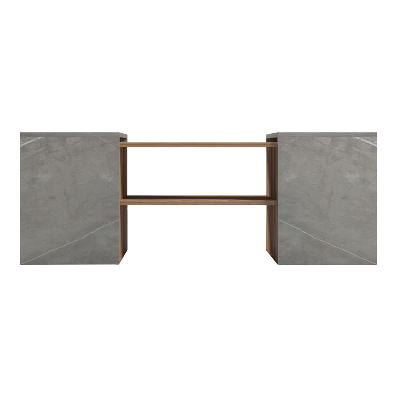 Τραπέζι Σαλονιού Morfi Πολυμορφικό 3 Τεμ σε Oak-Μπεζ Μαρμάρου Απόχρωση 105x45x37