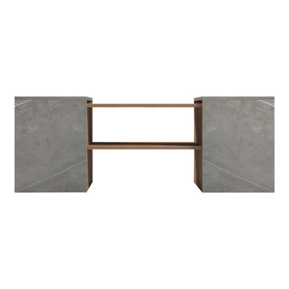 Τραπέζι Σαλονιού Morfi Πολυμορφικό 3 Τεμ σε Oak-Μπεζ Μαρμάρου Απόχρωση 105x45x37