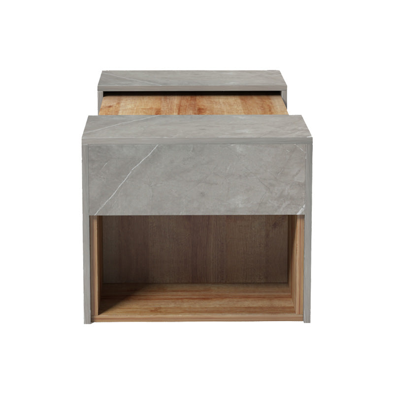 Τραπέζι Σαλονιού Morfi Πολυμορφικό 3 Τεμ σε Oak-Μπεζ Μαρμάρου Απόχρωση 105x45x37