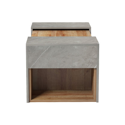 Τραπέζι Σαλονιού Morfi Πολυμορφικό 3 Τεμ σε Oak-Μπεζ Μαρμάρου Απόχρωση 105x45x37