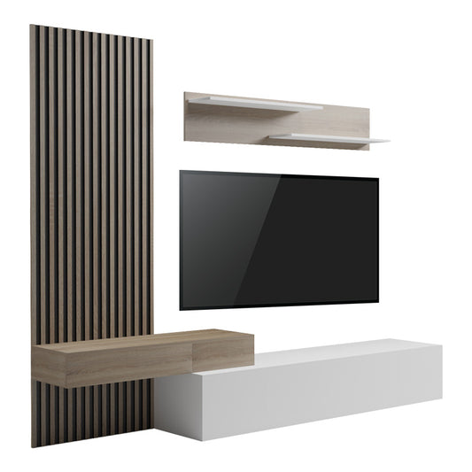 Σύνθετο Σαλονιού Litende σε Λευκή-Sonoma Απόχρωση 249.4x42.2x199.5