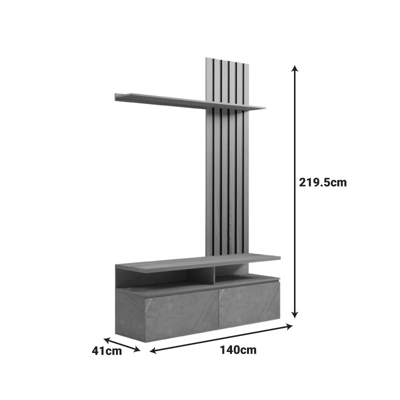 Σύνθετο Σαλονιού Perlento σε Μαύρο με Sonoma Απόχρωση 140x41x219.5