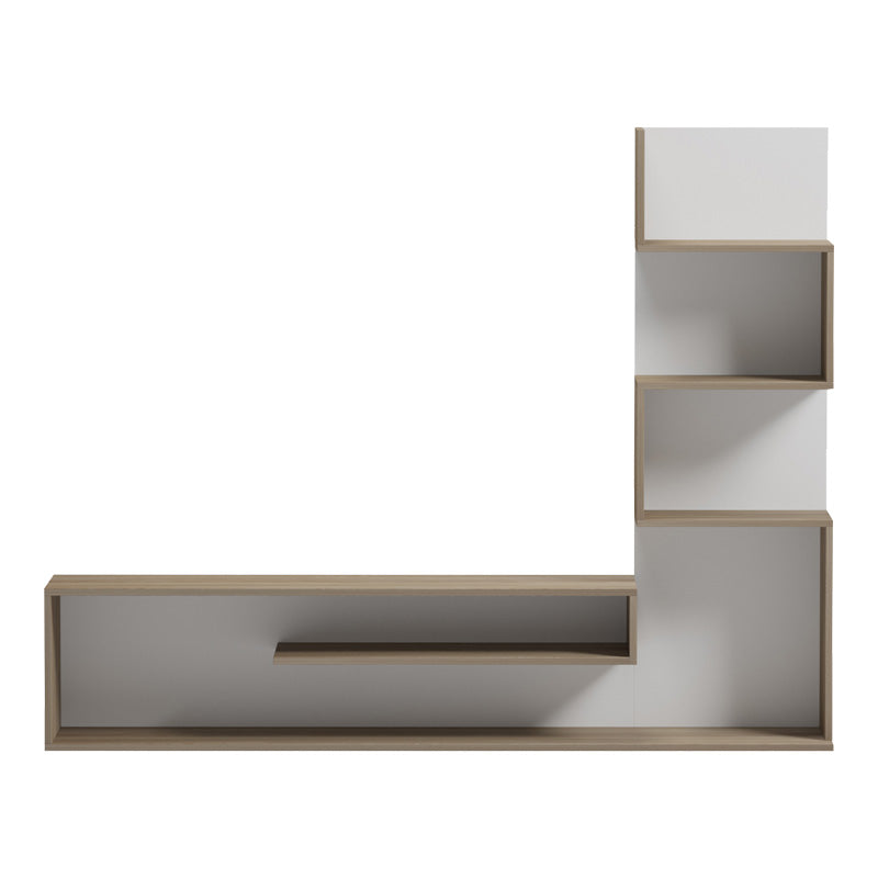 Έπιπλο Τηλεόρασης με Βιβλιοθήκη Cazenda σε Sonoma με Λευκή Απόχρωση 160x29x126