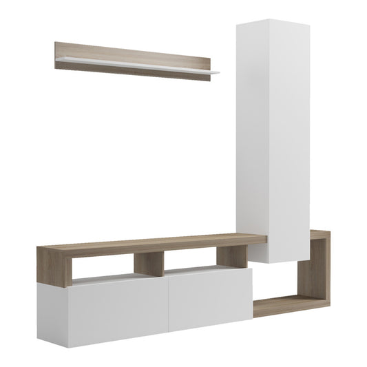 Σύνθετο Σαλονιού Leganto σε Sonoma με Λευκή Απόχρωση 220.5x35x197.5