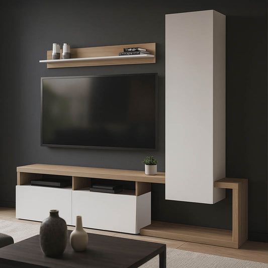 Σύνθετο Σαλονιού Leganto σε Sonoma με Λευκή Απόχρωση 220.5x35x197.5