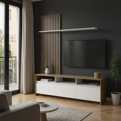 Σύνθετο Σαλονιού Delfina σε Sonoma με Λευκή Απόχρωση 190x40x199.5
