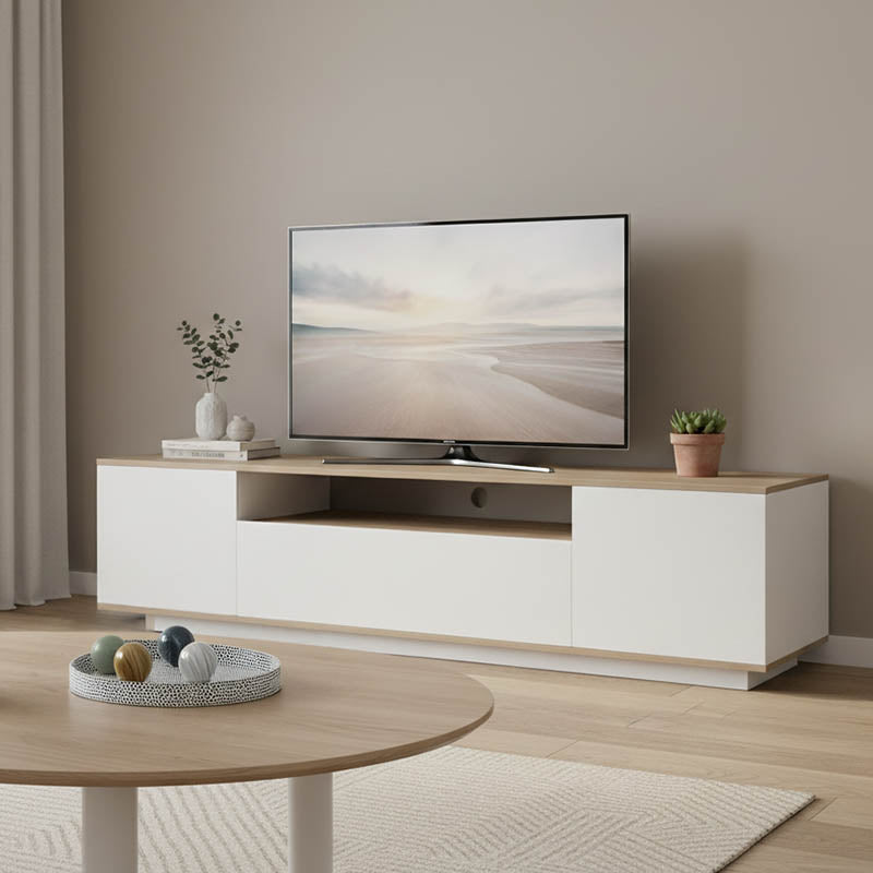 Έπιπλο Τηλεόρασης Winey σε Sonoma-Λευκή Απόχρωση 180x44.5x44.5