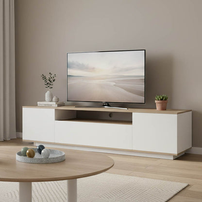 Έπιπλο Τηλεόρασης Winey σε Sonoma-Λευκή Απόχρωση 180x44.5x44.5