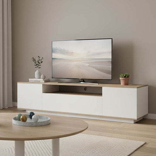 Έπιπλο Τηλεόρασης Winey σε Sonoma-Λευκή Απόχρωση 180x44.5x44.5