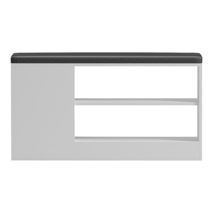 Παπουτσοθήκη-Σκαμπό Deboule 8 Ζευγών σε Λευκή-Μαύρη Απόχρωση 90x30x46