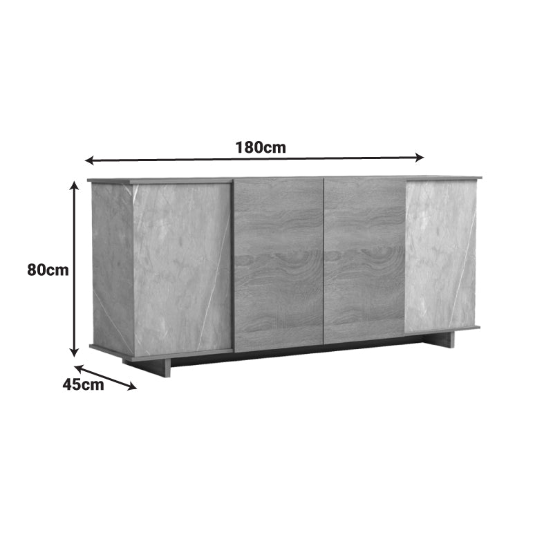 Μπουφές Zafore Sonoma - Γκρι Μπεζ Όψη Μαρμάρου 180x45x80