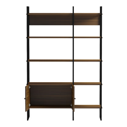 Βιβλιοθήκη Rhombo Καρυδί-Μαύρο 120x35x180
