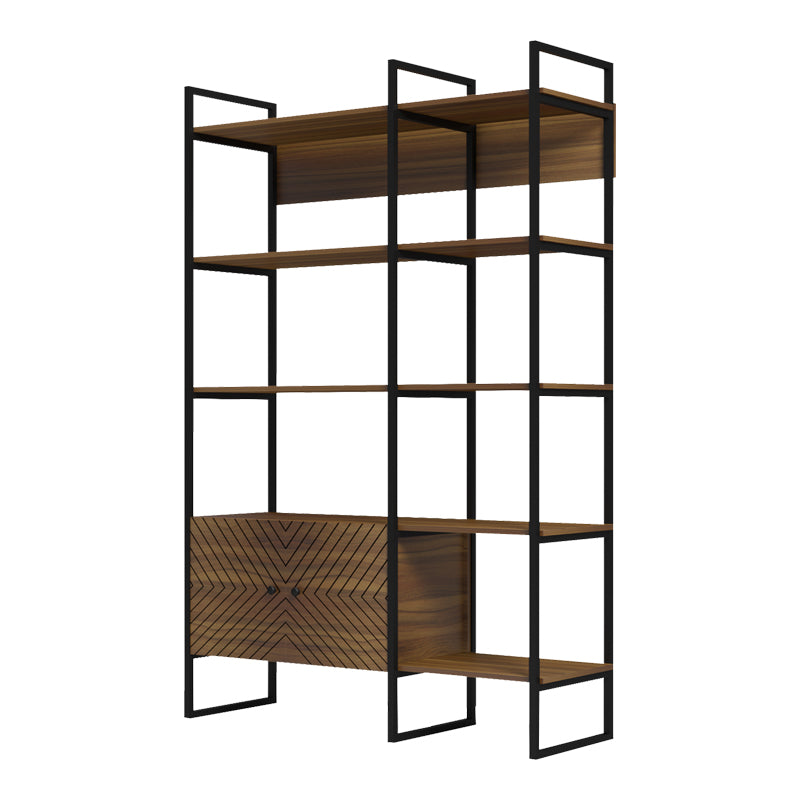 Βιβλιοθήκη Rhombo Καρυδί-Μαύρο 120x35x180