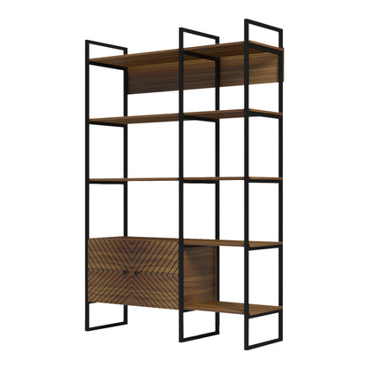 Βιβλιοθήκη Rhombo Καρυδί-Μαύρο 120x35x180