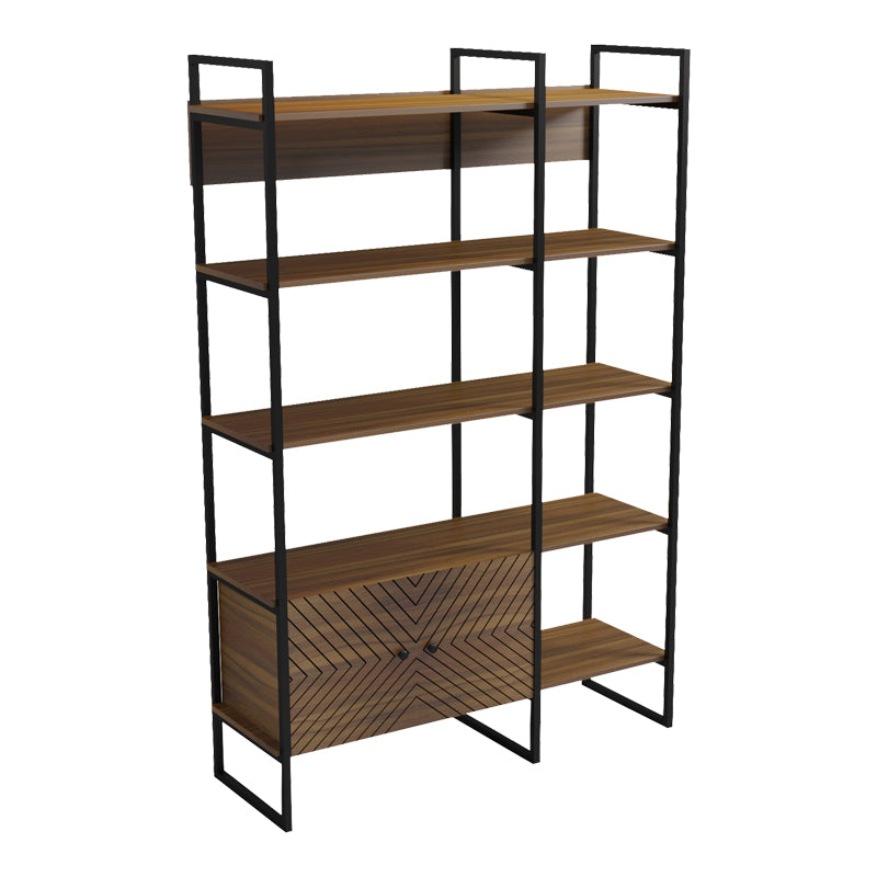 Βιβλιοθήκη Rhombo Καρυδί-Μαύρο 120x35x180