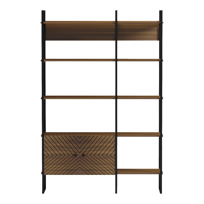 Βιβλιοθήκη Rhombo Καρυδί-Μαύρο 120x35x180
