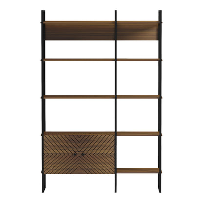 Βιβλιοθήκη Rhombo Καρυδί-Μαύρο 120x35x180