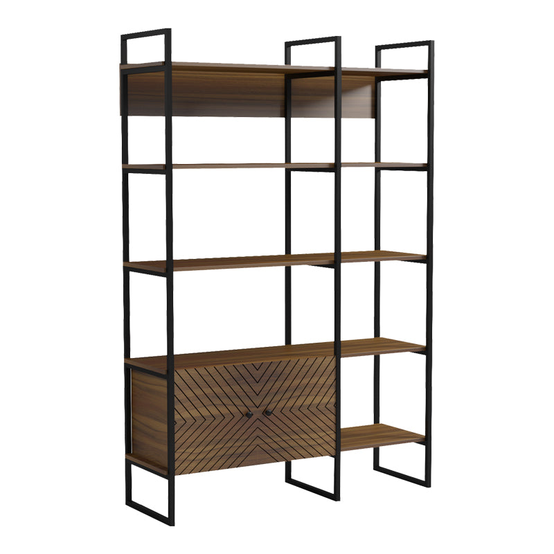Βιβλιοθήκη Rhombo Καρυδί-Μαύρο 120x35x180