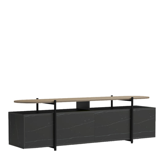 Έπιπλο Τηλεόρασης Medousa Sonoma - Μαύρη Όψη Μαρμάρου 160x35.5x50