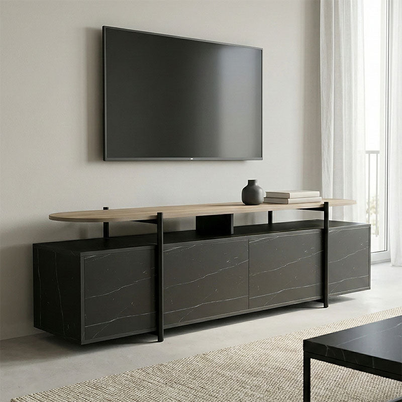 Έπιπλο Τηλεόρασης Medousa Sonoma - Μαύρη Όψη Μαρμάρου 160x35.5x50