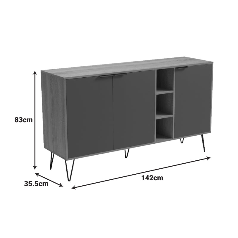 Μπουφές Balain Sonoma-Ανθρακί 142x35.5x83