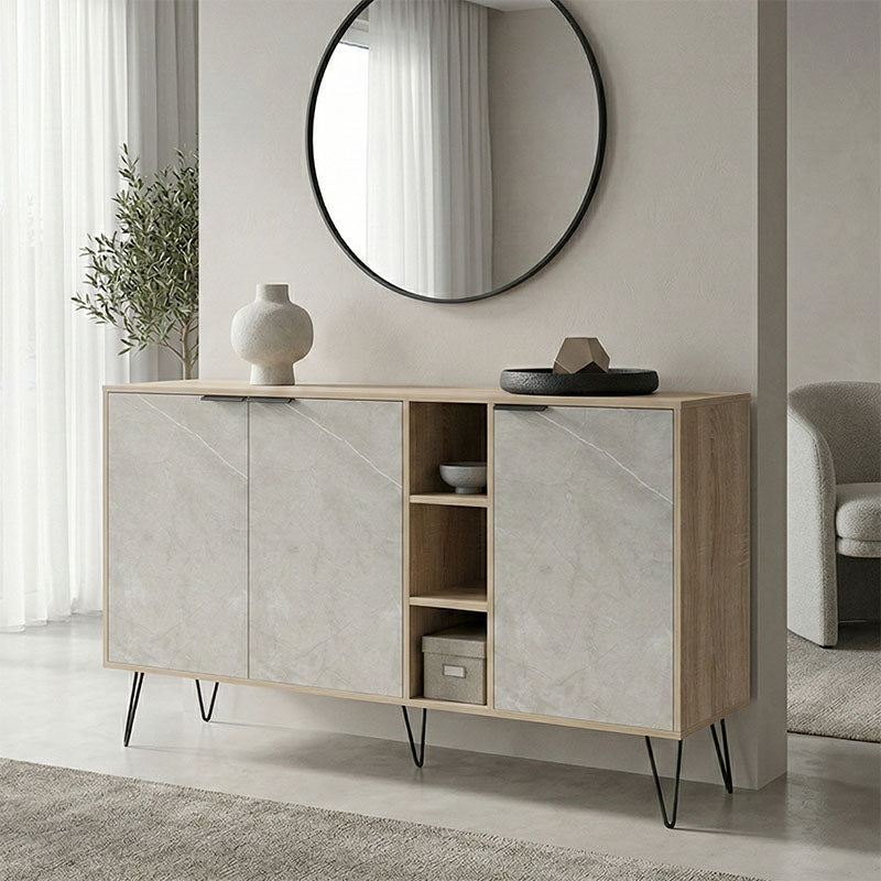 Μπουφές Balain Sonoma-Γκρι Μπεζ Όψη Μαρμάρου 142x35.5x83