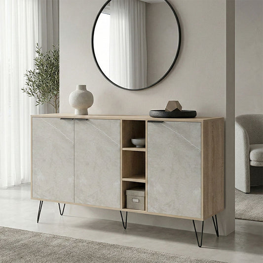 Μπουφές Balain Sonoma-Γκρι Μπεζ Όψη Μαρμάρου 142x35.5x83