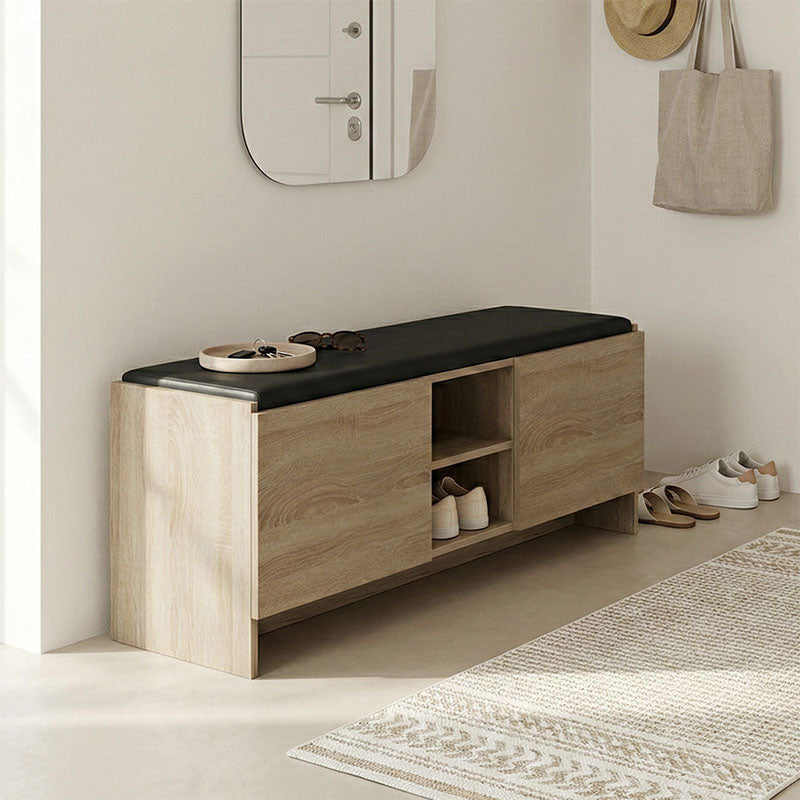 Παπουτσοθήκη-Σκαμπό Zulla Sonoma-Μαύρο 110x37x43