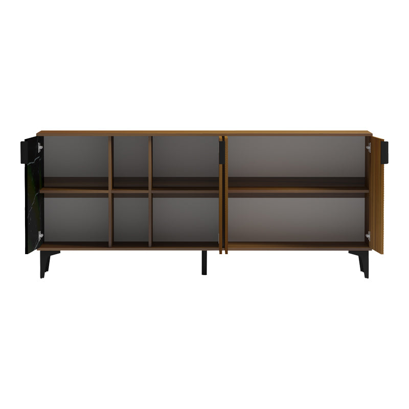 Μπουφές Riba Καρυδί-Μαύρη Όψη Μαρμάρου 180x40x78