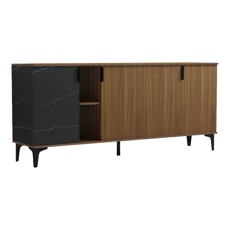 Μπουφές Riba Καρυδί-Μαύρη Όψη Μαρμάρου 180x40x78