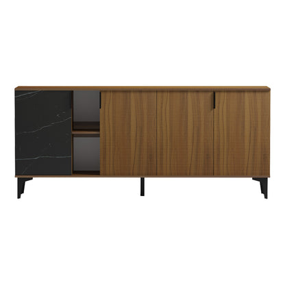 Μπουφές Riba Καρυδί-Μαύρη Όψη Μαρμάρου 180x40x78