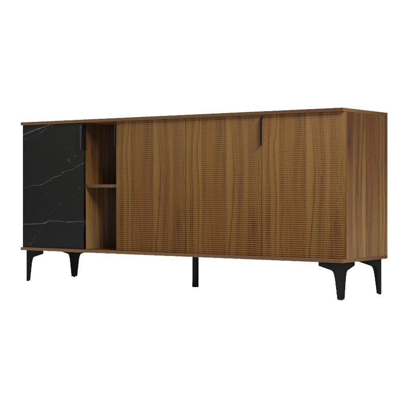 Μπουφές Riba Καρυδί-Μαύρη Όψη Μαρμάρου 180x40x78