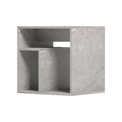 Βοηθητικό Τραπέζι Doublo Γκρι Μπεζ Μαρμάρου 40x35x40