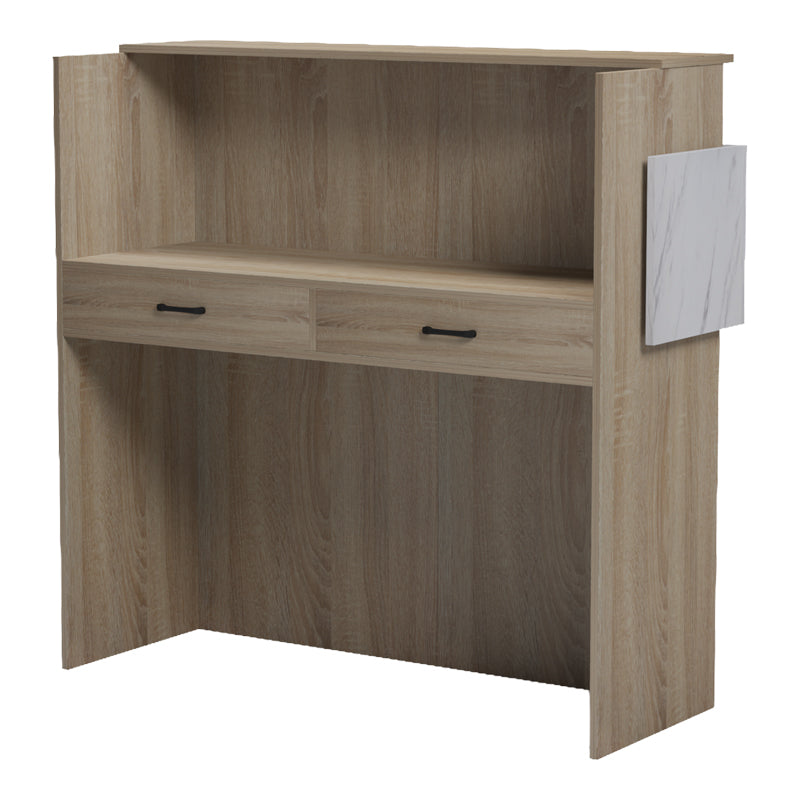 Γραφείο Reception Optima με LED Sonoma-Λευκή Όψη Μαρμάρου 110x40x110