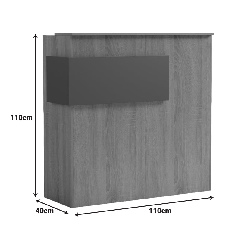 Γραφείο Reception Optima με LED Sonoma-Λευκή Όψη Μαρμάρου 110x40x110