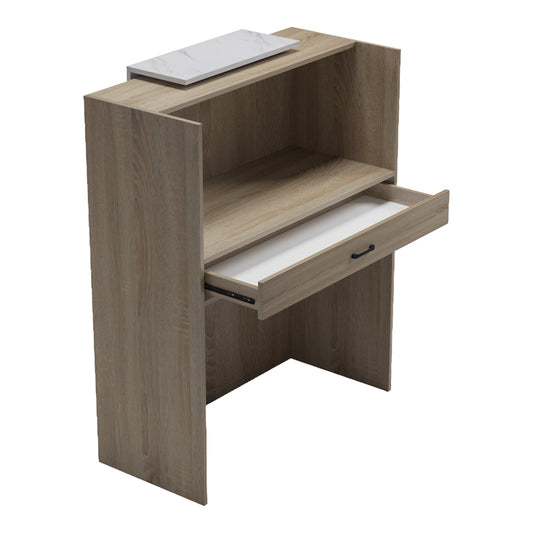 Γραφείο Reception Zowel με LED Sonoma-Λευκή Όψη Μαρμάρου 90x40x110