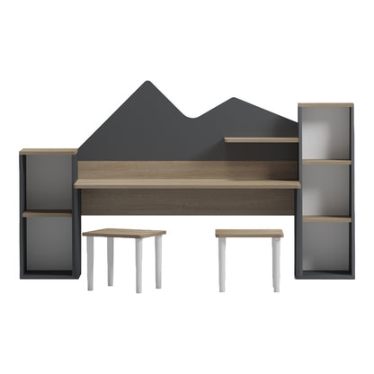 Παιδικό Γραφείο με Σκαμπό Dualto Sonoma-Ανθρακί 180x30x93.6